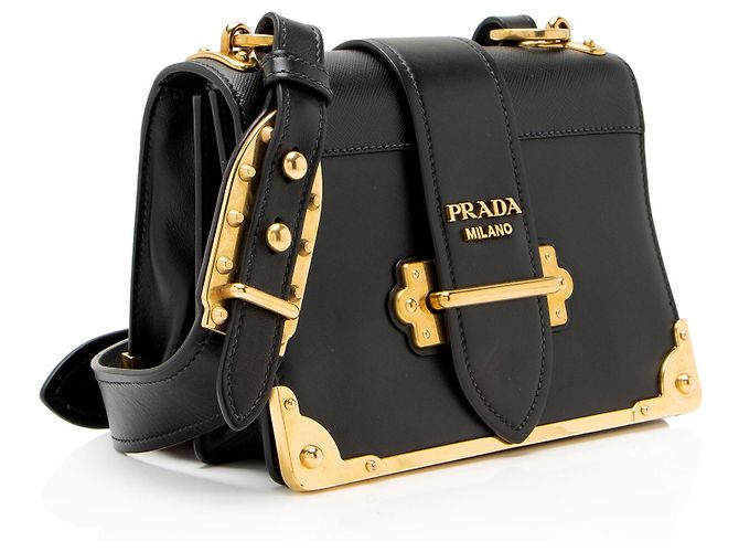Borsa a tracolla Prada Cahier in pelle di vitello Nero - vista 2