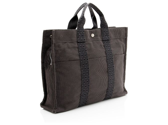 Hermès Borsa Tote Hermes Vintage Canvas Herline MM Nero - vista 2