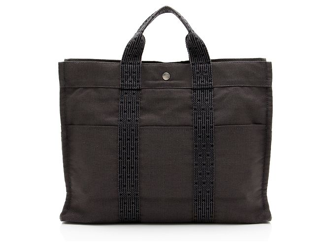 Hermès Borsa Tote Hermes Vintage Canvas Herline MM Nero - vista 3