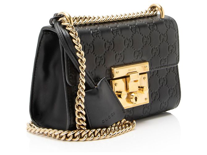 Padlock Bolso de hombro pequeño Gucci Guccissima de piel con candado Negro - vista 2