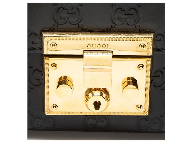 Padlock Bolso de hombro pequeño Gucci Guccissima de piel con candado Negro - vista 9