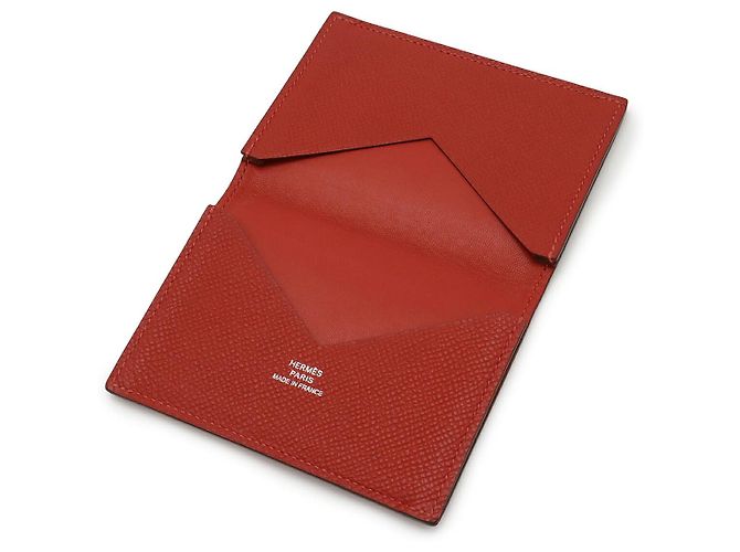 Porte-cartes Hermès Rouge en Cuir de Veau Pony - vue 5