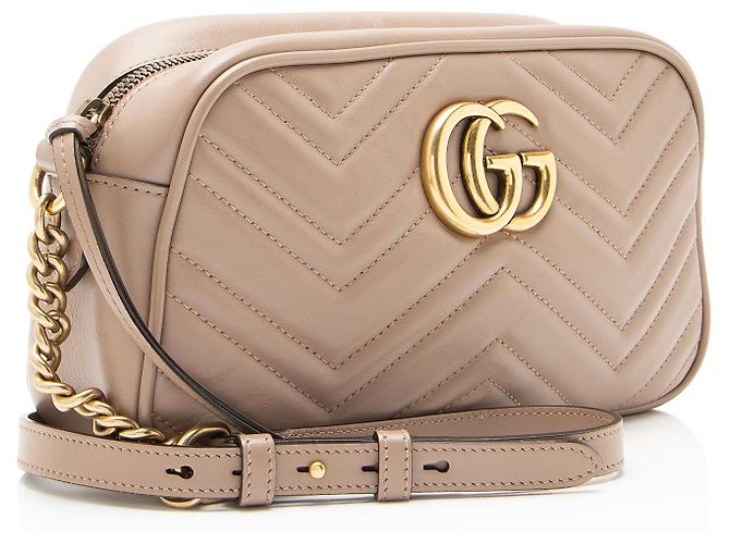 Borsa Small Camera GG Marmont in pelle matelassé Gucci Marrone Beige - vista 2