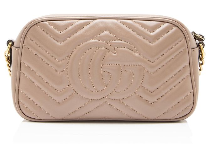 Borsa Small Camera GG Marmont in pelle matelassé Gucci Marrone Beige - vista 3