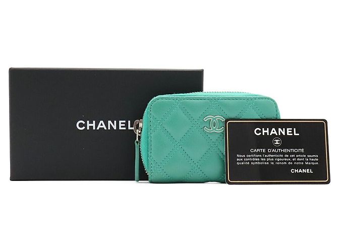 Portamonete Chanel Matelassé Coco Mark Zip Verde - vista 9
