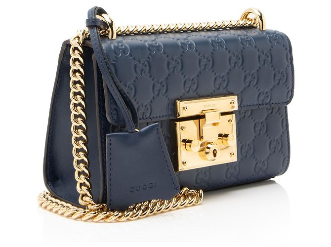 Padlock Borsa a spalla piccola Gucci Guccissima in pelle con lucchetto Blu - vista 2
