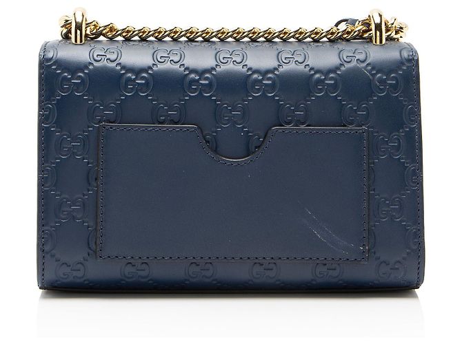 Padlock Borsa a spalla piccola Gucci Guccissima in pelle con lucchetto Blu - vista 3