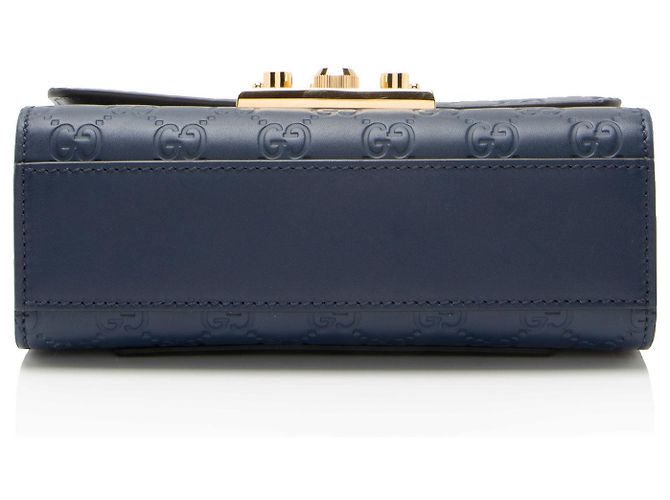 Padlock Borsa a spalla piccola Gucci Guccissima in pelle con lucchetto Blu - vista 4