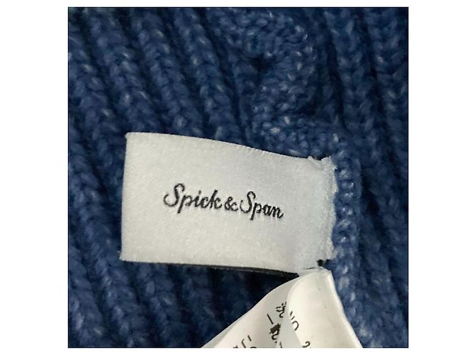 Autre Marque Spick and Span Rippstrick-Cardigan mit V-Ausschnitt und Perlmuttknöpfen Blau - Ansicht 4