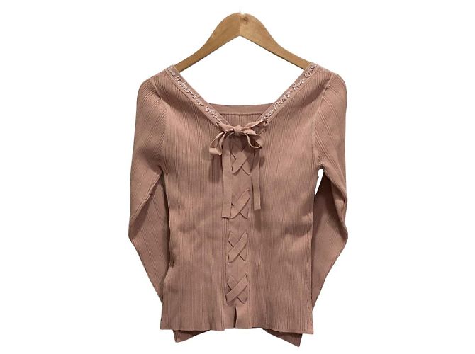Autre Marque GRACE CONTINENTAL Rippstrick-Top mit Schnürung Pink - Ansicht 2