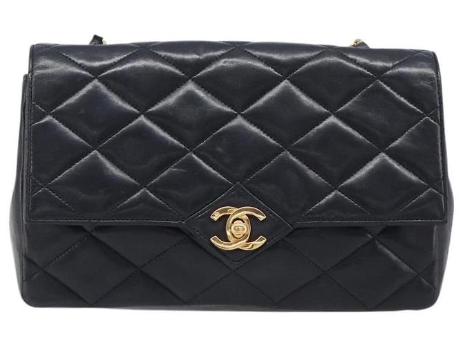 CHANEL Matelasse Chain Shoulder Bag Lamb Skin Black Gold Tone CC - vista 13