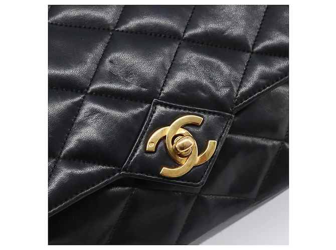 CHANEL Matelasse Chain Shoulder Bag Lamb Skin Black Gold Tone CC - vista 19