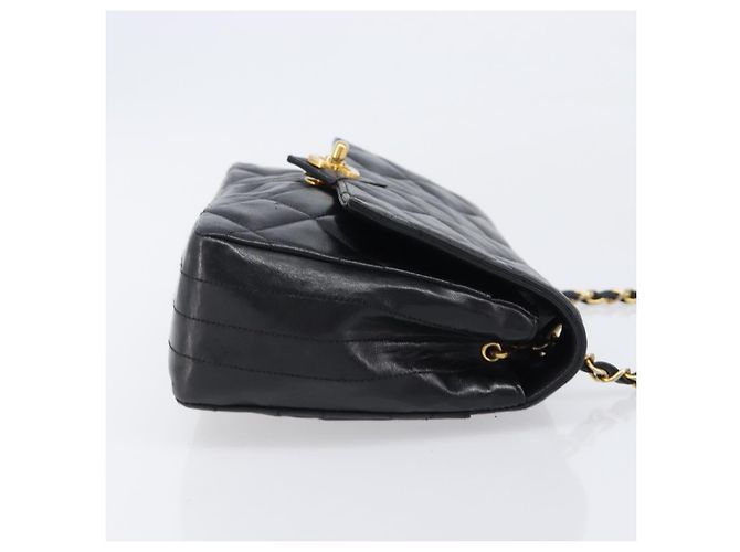 CHANEL Matelasse Chain Shoulder Bag Lamb Skin Black Gold Tone CC - vista 3
