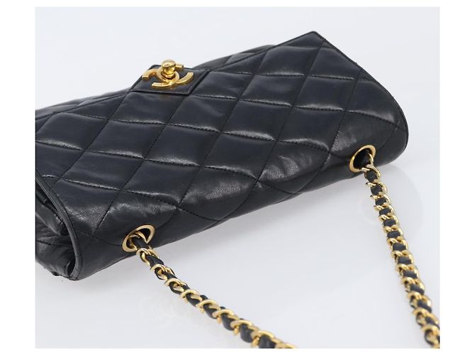 CHANEL Matelasse Chain Shoulder Bag Lamb Skin Black Gold Tone CC - vista 6