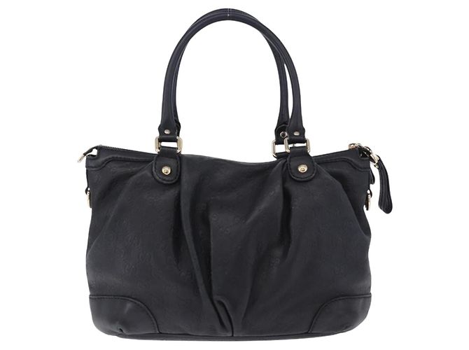 GUCCI GG Canvas Guccissima Sukey Hand Bag Leather Black Gold 247902 - vista 2