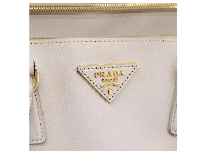 PRADA Galleria Handtasche Saffiano-Leder White Gold - Ansicht 17