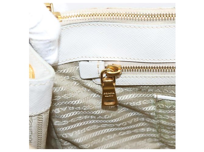 PRADA Galleria Handtasche Saffiano-Leder White Gold - Ansicht 21
