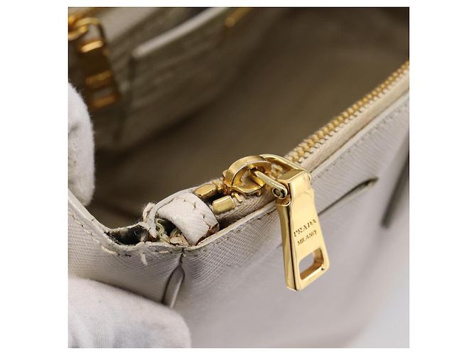 PRADA Galleria Handtasche Saffiano-Leder White Gold - Ansicht 23