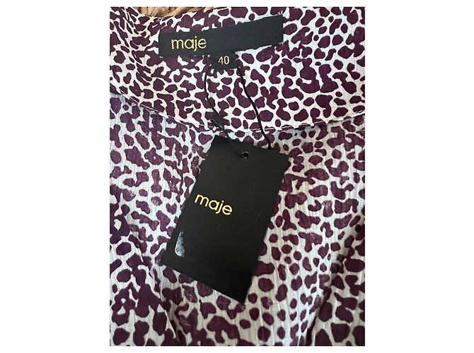 Maje Kleid mit Leopardenprint V-Ausschnitt Weiß Lila - Ansicht 2