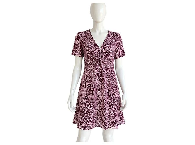 Maje Kleid mit Leopardenprint V-Ausschnitt Weiß Lila - Ansicht 6