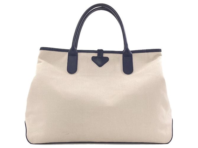 Longchamp Le Roseau Tote Bag Weiß Marineblau - Ansicht 2