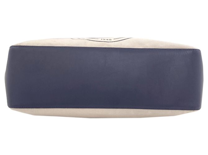 Longchamp Le Roseau Tote Bag Weiß Marineblau - Ansicht 4