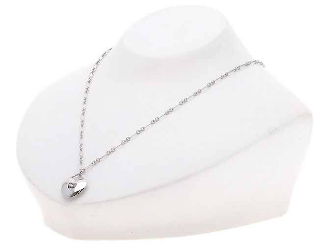 Autre Marque Collana Cuore con 3 Diamanti Tiffany & Co. in Oro Bianco 18K - vista 4