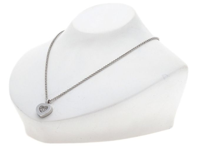 Collana Chopard Happy Diamonds Heart in Oro Bianco 18K - vista 5