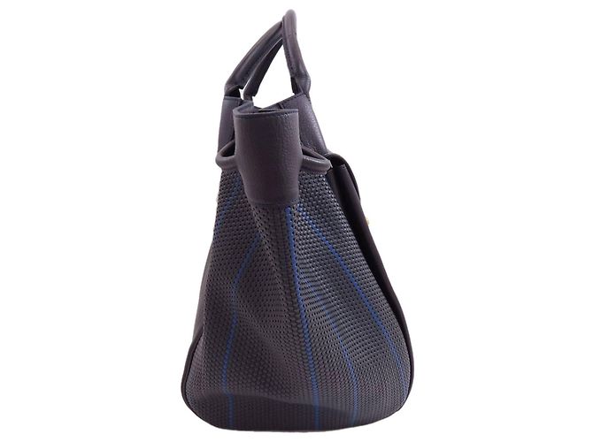 Bolso a rayas Delvaux Negro Azul Azul marino - vista 3