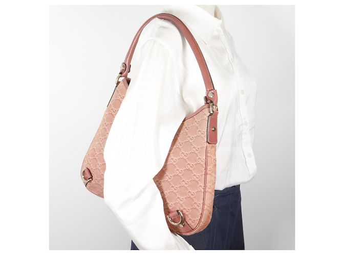 Borsa a tracolla Gucci Abbey in camoscio rosa - vista 18