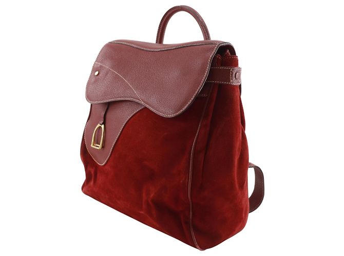 Zaino Gucci in camoscio e pelle rossa Rosso - vista 2