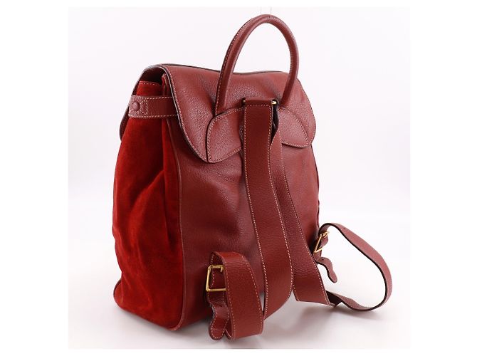 Zaino Gucci in camoscio e pelle rossa Rosso - vista 3