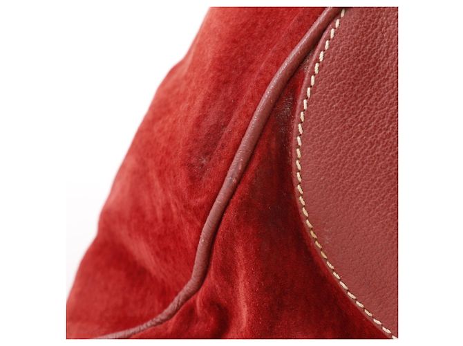 Zaino Gucci in camoscio e pelle rossa Rosso - vista 9