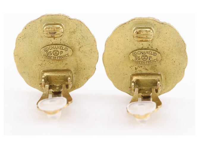 Chanel Coco Mark Gold Plated Clip Earrings Golden - view 4