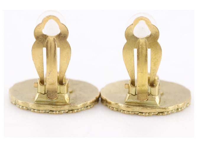 Chanel Coco Mark Gold Plated Clip Earrings Golden - view 5