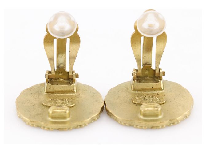 Chanel Coco Mark Gold Plated Clip Earrings Golden - view 6