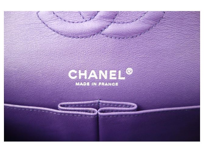 Timeless Borsa Chanel Classic Medium Flap Pelle Matelassé Viola Porpora - vista 14
