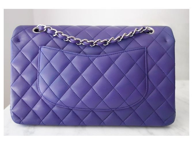 Timeless Borsa Chanel Classic Medium Flap Pelle Matelassé Viola Porpora - vista 2