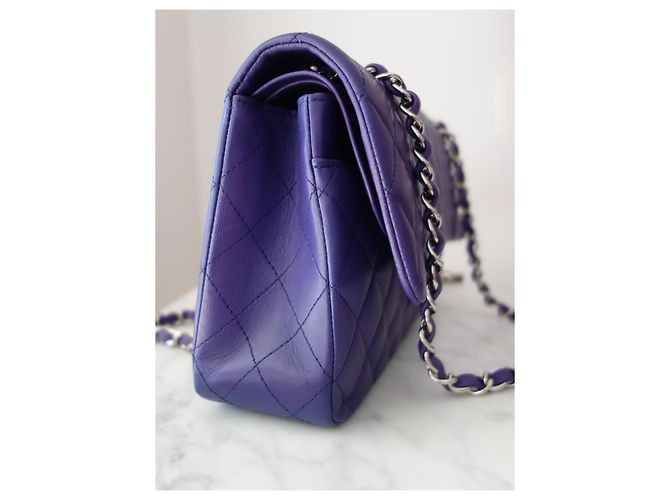 Timeless Borsa Chanel Classic Medium Flap Pelle Matelassé Viola Porpora - vista 4