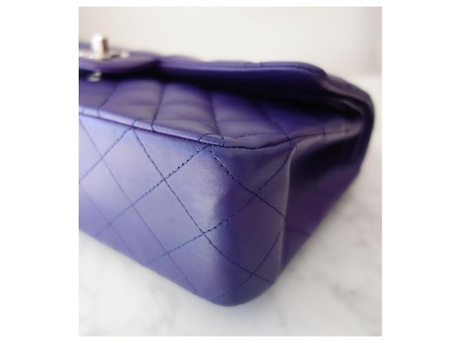 Timeless Borsa Chanel Classic Medium Flap Pelle Matelassé Viola Porpora - vista 6