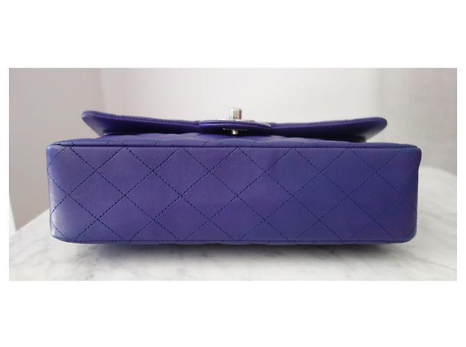 Timeless Borsa Chanel Classic Medium Flap Pelle Matelassé Viola Porpora - vista 7