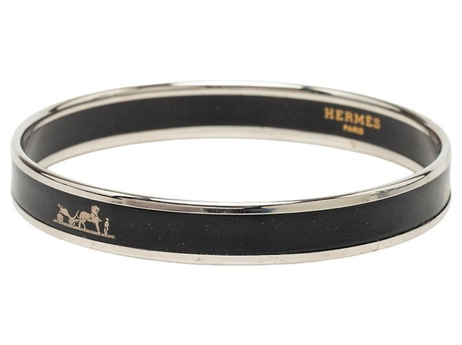 Hermès Email PM Caleche Armreif Schwarz Silber - Ansicht 2