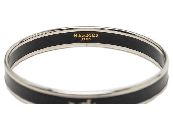 Hermès Email PM Caleche Armreif Schwarz Silber - Ansicht 3