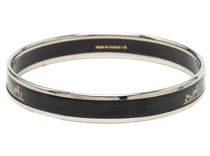 Hermès Email PM Caleche Armreif Schwarz Silber - Ansicht 5