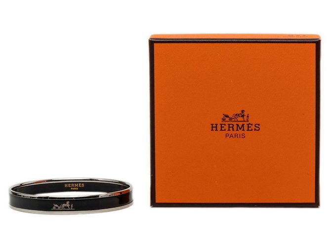 Hermès Email PM Caleche Armreif Schwarz Silber - Ansicht 6