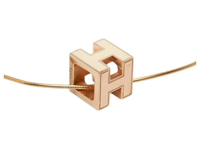 Hermès Collana Hermes Cage d'H H-Cube Bianco D'oro - vista 2