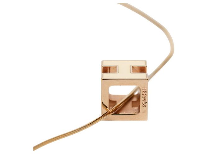 Hermès Collana Hermes Cage d'H H-Cube Bianco D'oro - vista 3