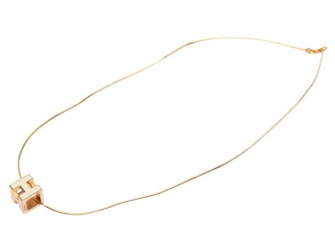 Hermès Collana Hermes Cage d'H H-Cube Bianco D'oro - vista 5