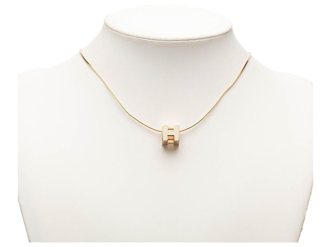 Hermès Collana Hermes Cage d'H H-Cube Bianco D'oro - vista 6