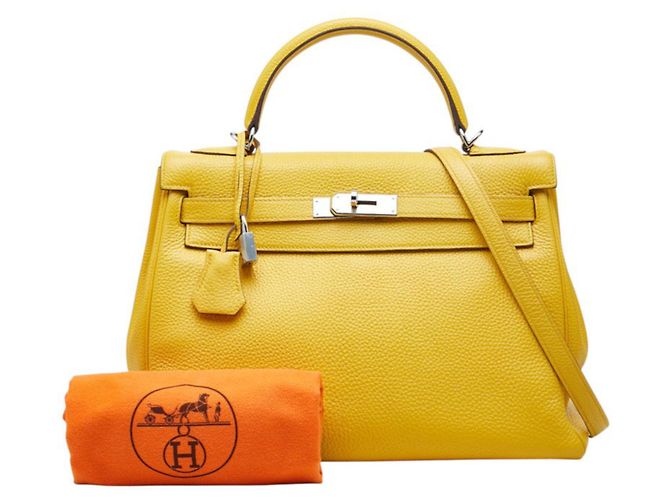Hermès Borsa Hermes Kelly 32 in Giallo - vista 13